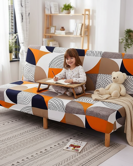 Housse de clic clac géométrique multicolore design – Protection canapé convertible – Photo Variation 2