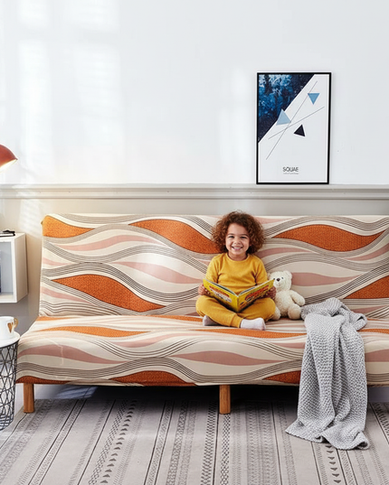 Housse de clic clac élastique motif vagues – Protection canapé convertible – Photo Variation 2