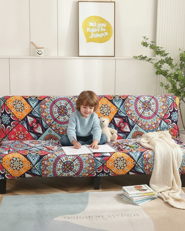 Housse de clic clac motifs mandalas colorés – Protection canapé convertible – Photo Variation 2