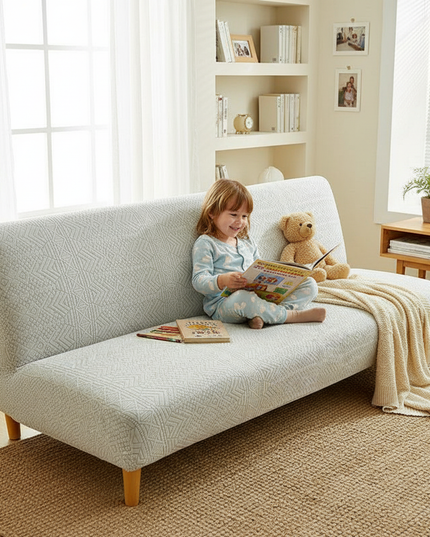 Housse de clic clac jacquard gris clair – Protection canapé convertible – Photo Variation 2