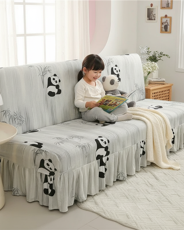 Housse de clic clac panda bambou jupe – Protection canapé convertible – Photo Variation 2