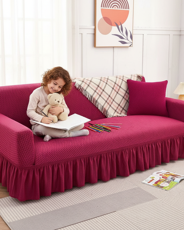 housse clic clac fushia – Protection canapé convertible – Photo Variation 2