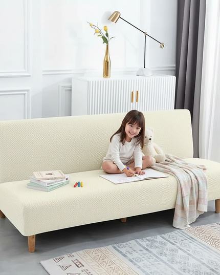 Housse de clic clac jacquard extensible crème – Protection canapé convertible – Photo Variation 2