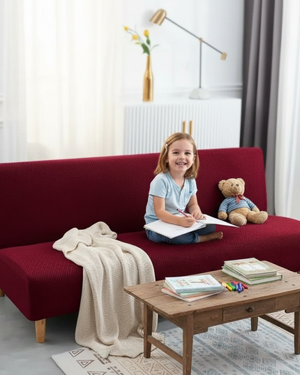 Housse de clic clac bordeaux jacquard extensible – Protection canapé convertible – Photo Variation 2