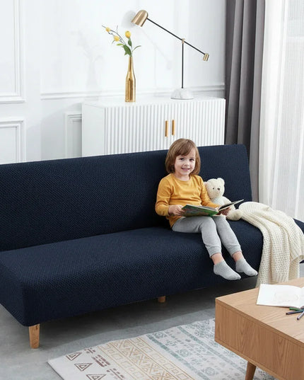 housse clic clac bleu pétrole – Protection canapé convertible – Photo Variation 2