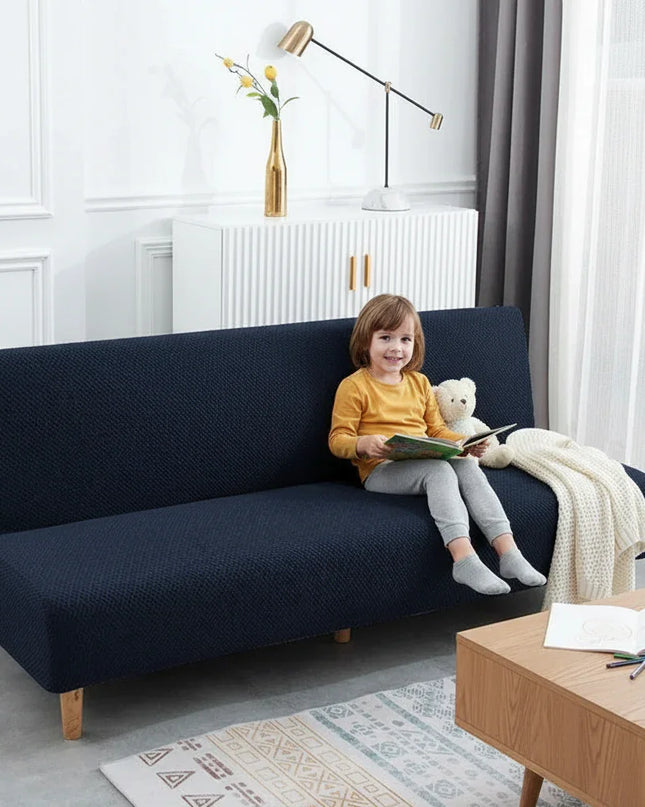 housse clic clac bleu pétrole – Protection canapé convertible – Photo Variation 2