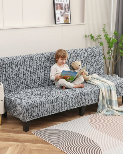 Housse de clic clac grise tricoté – Protection canapé convertible – Photo Variation 2