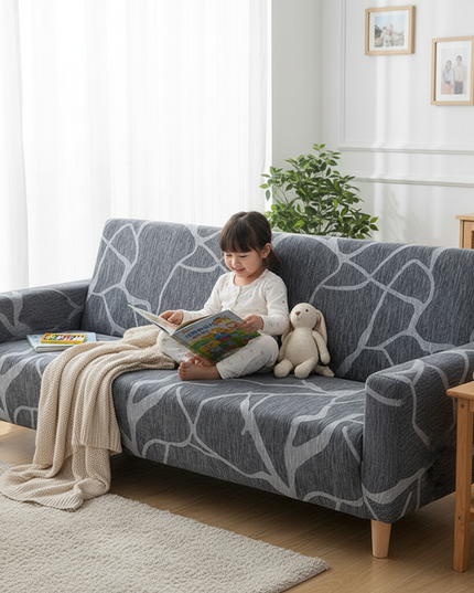 Housse de clic clac gris lignes modernes – Protection canapé convertible – Photo Variation 2