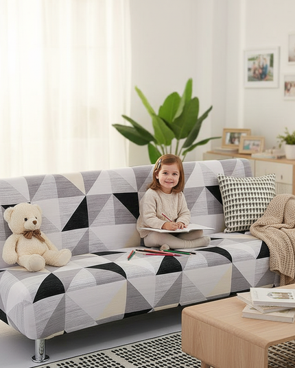 Housse de clic clac géométrique contrasté – Protection canapé convertible – Photo Variation 2