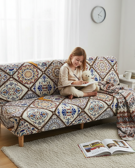 Housse de clic clac Mosaïque Multicolore Bohème – Protection canapé convertible – Photo Variation 2