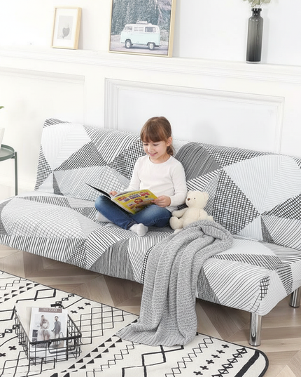 Housse de clic clac géométrique noir blanc – Protection canapé convertible – Photo Variation 2