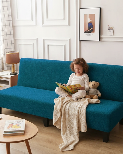 Housse de clic clac bleu canard motifs – Protection canapé convertible – Photo Variation 8