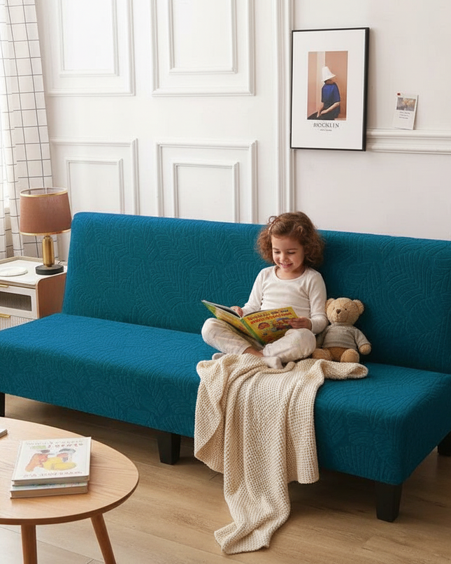 Housse de clic clac bleu canard motifs – Protection canapé convertible – Photo Variation 8