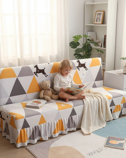 Housse de clic clac Triangles Cerf Jaune – Protection canapé convertible – Photo Variation 2