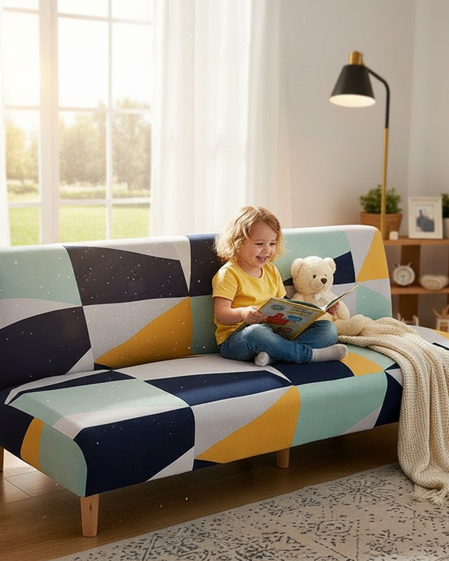 Housse de clic clac Géométrique Multicolore – Protection canapé convertible – Photo Variation 2