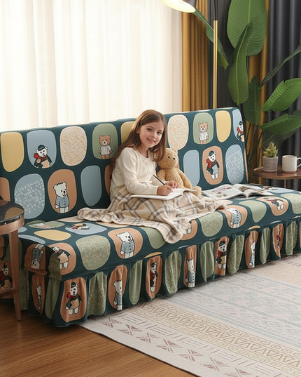 Housse de clic clac oursons vert canard – Protection canapé convertible – Photo Variation 2