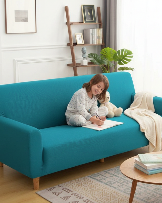 Housse de clic clac extensible bleu canard – Protection canapé convertible – Photo Variation 2