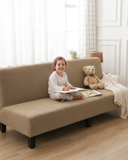 Housse de clic clac jacquard sable – Protection canapé convertible – Photo Variation 2