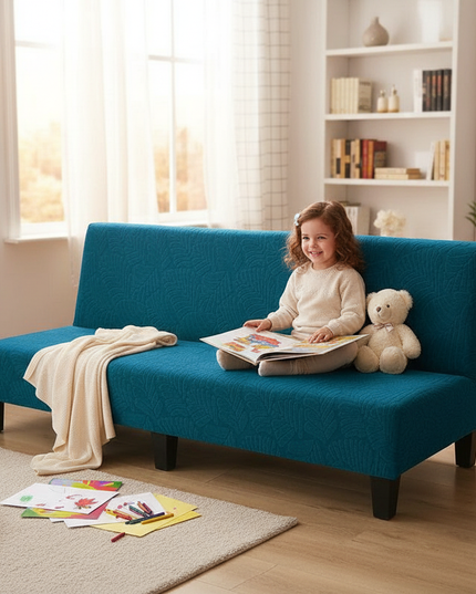 Housse de clic clac bleu canard motifs – Protection canapé convertible – Photo Variation 2