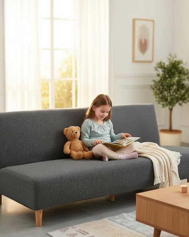 Housse de clic clac Jacquard Gris – Protection canapé convertible – Photo Variation 2