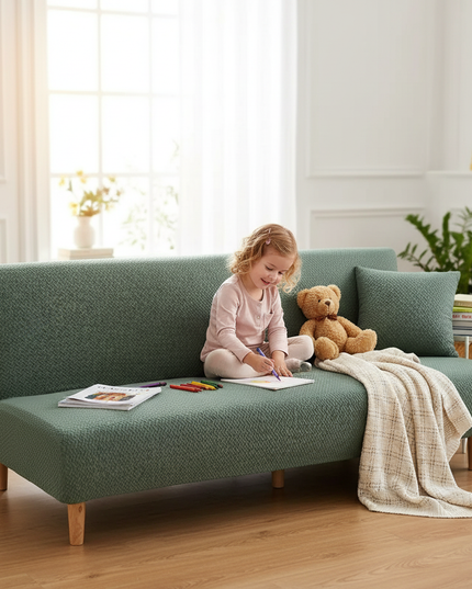 Housse de clic clac jacquard vert élastique – Protection canapé convertible – Photo Variation 2