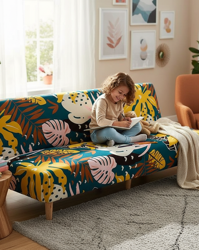 housse de clic clac fleurie – Protection canapé convertible – Photo Variation 2