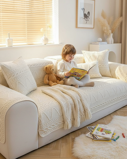 Housse de clic clac écru matelassé nordique – Protection canapé convertible – Photo Variation 2
