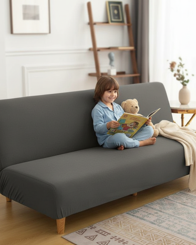 Housse de clic clac anthracite extensible protectrice – Protection canapé convertible – Photo Variation 2