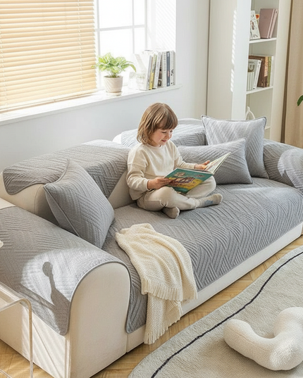 Housse de clic clac coton gris matelassé – Protection canapé convertible – Photo Variation 2