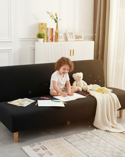 Housse de clic clac jacquard extensible noir – Protection canapé convertible – Photo Variation 2