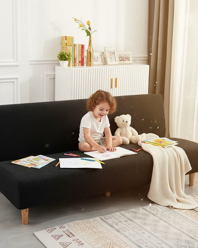 Housse de clic clac jacquard extensible noir – Protection canapé convertible – Photo Variation 2