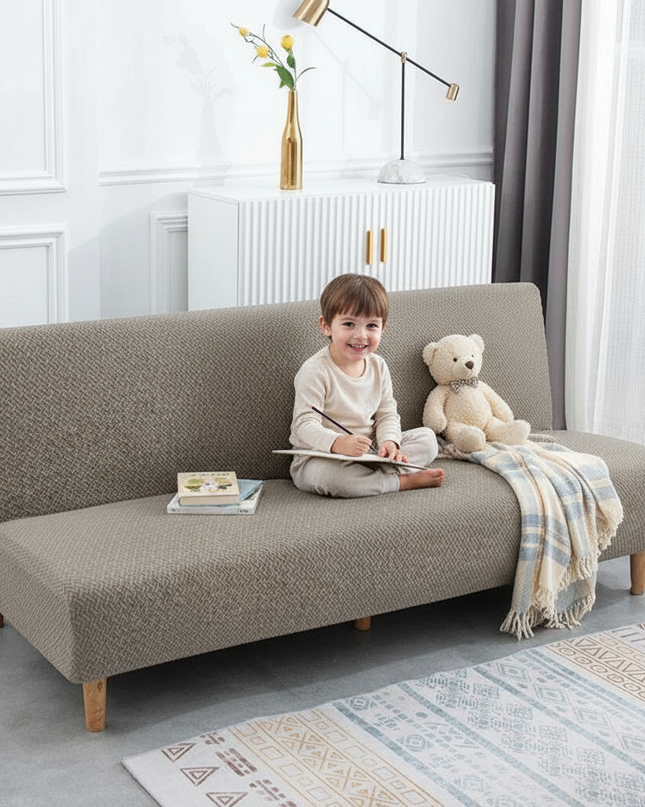 housse clic clac beige – Protection canapé convertible – Photo Variation 2