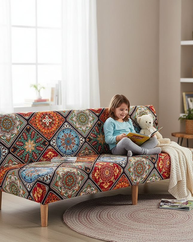 Housse de clic clac Mandalas Géométrique Multicolore – Protection canapé convertible – Photo Variation 2