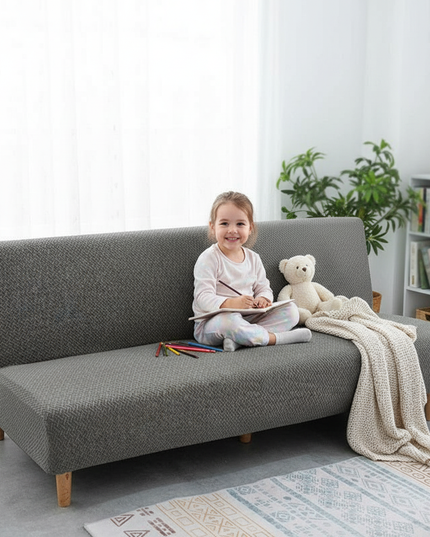 Housse de clic clac grise jacquard extensible – Protection canapé convertible – Photo Variation 2