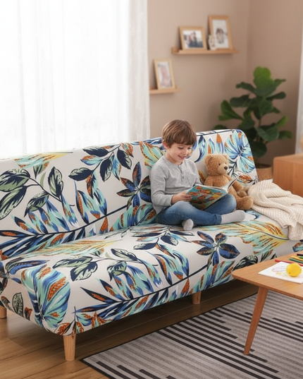 Housse de clic clac feuilles tropicales multicolores – Protection canapé convertible – Photo Variation 2