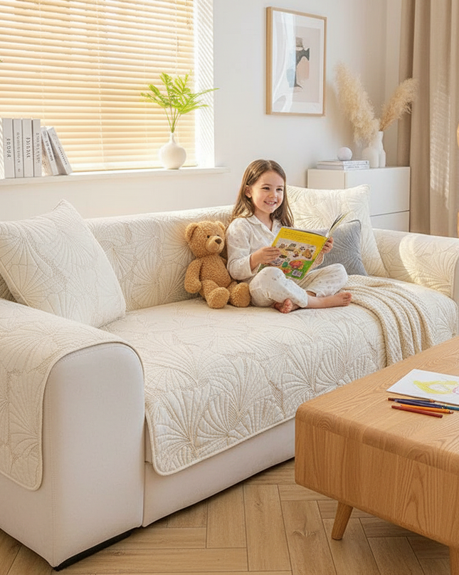 Housse de clic clac écru matelassé nordique. – Protection canapé convertible – Photo Variation 2