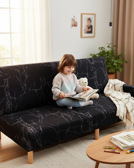 Housse de clic clac noire marbre – Protection canapé convertible – Photo Variation 2