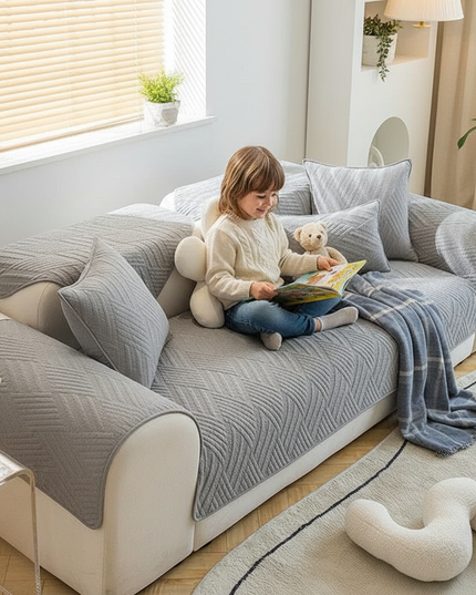 Housse de clic clac gris matelassé scandinave – Protection canapé convertible – Photo Variation 2