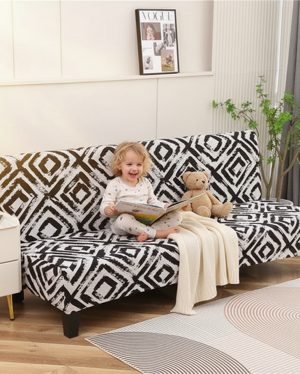 Housse de clic clac motif losanges noir – Protection canapé convertible – Photo Variation 2