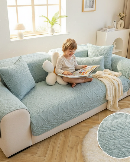 Housse de clic clac vert menthe matelassée – Protection canapé convertible – Photo Variation 2