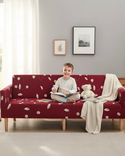 Housse de clic clac Bordeaux floral – Protection canapé convertible – Photo Variation 2