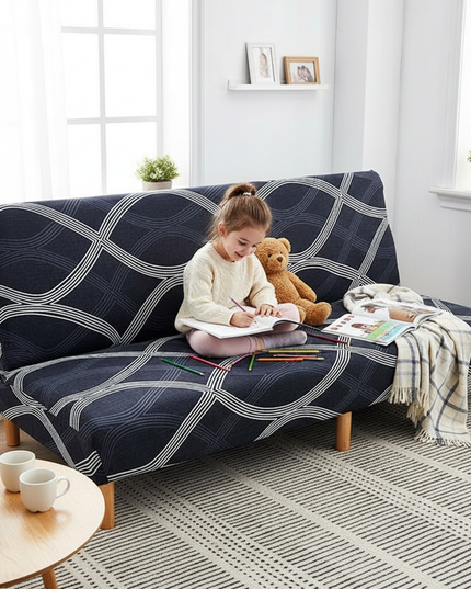 Housse de clic clac noire géométrique – Protection canapé convertible – Photo Variation 2