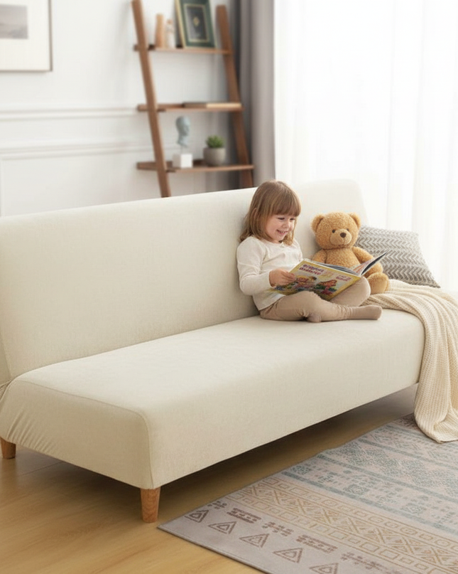 housse clic clac blanc cassé – Protection canapé convertible – Photo Variation 2