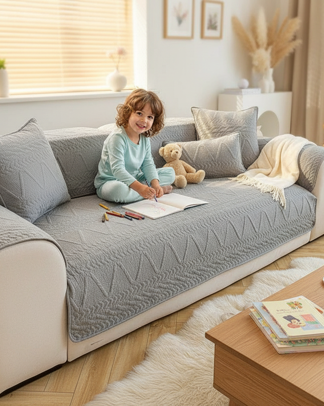 Housse de clic clac gris matelassée – Protection canapé convertible – Photo Variation 2