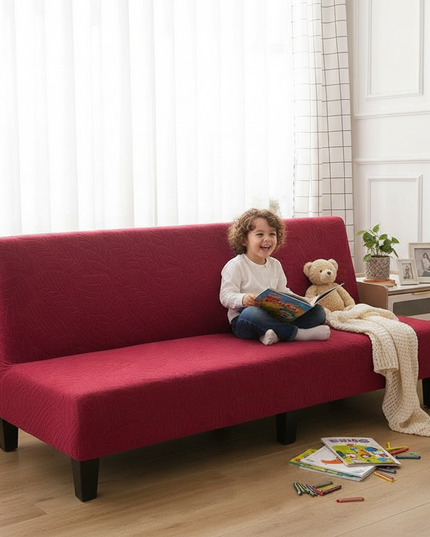 Housse de clic clac bordeaux jacquard extensible – Protection canapé convertible – Photo Variation 2