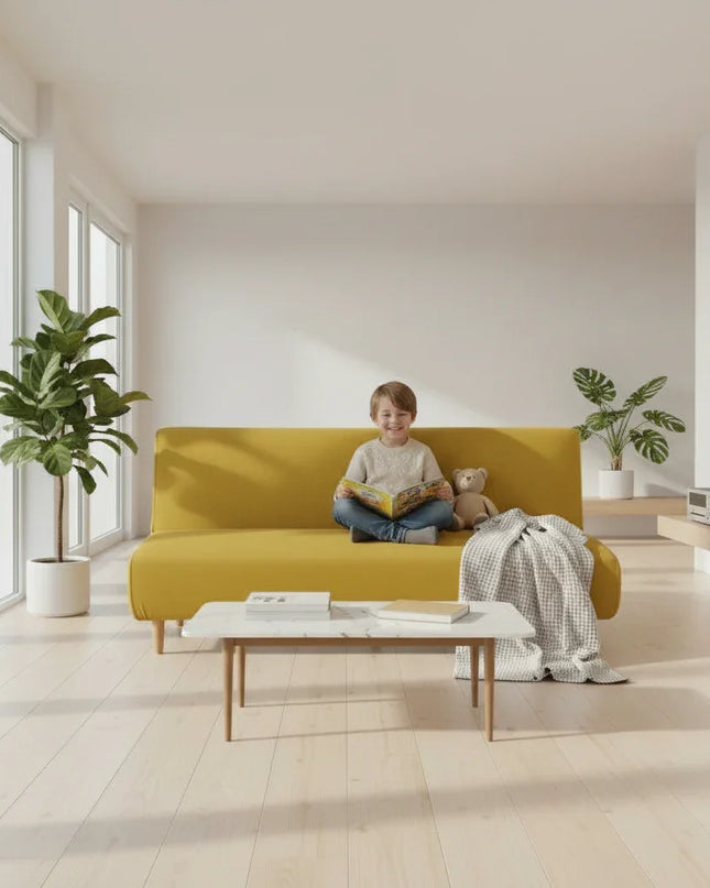 housse clic clac moutarde – Protection canapé convertible – Photo Variation 2