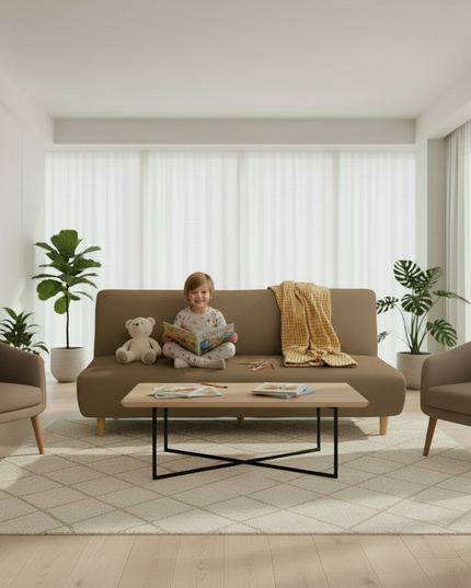 Housse de clic clac marron stretch déhoussable – Protection canapé convertible – Photo Variation 2