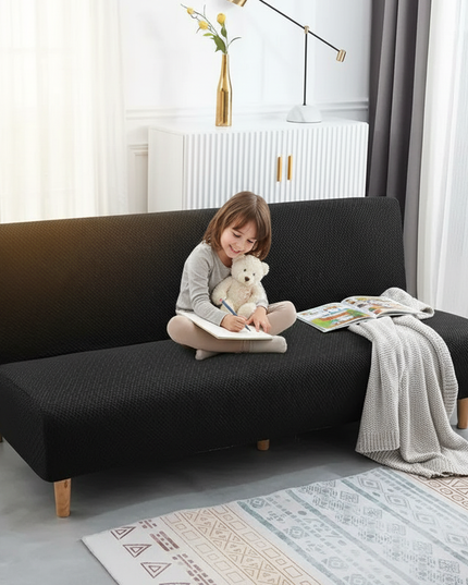 Housse de clic clac noire jacquard. – Protection canapé convertible – Photo Variation 2