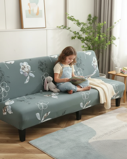Housse de clic clac motifs floraux verts – Protection canapé convertible – Photo Variation 2