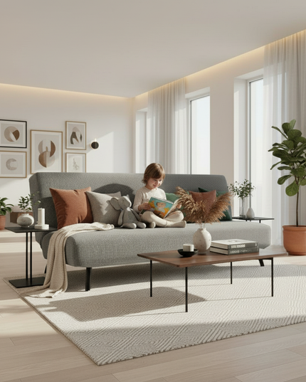 Housse de clic clac gris texturé imperméable – Protection canapé convertible – Photo Variation 2